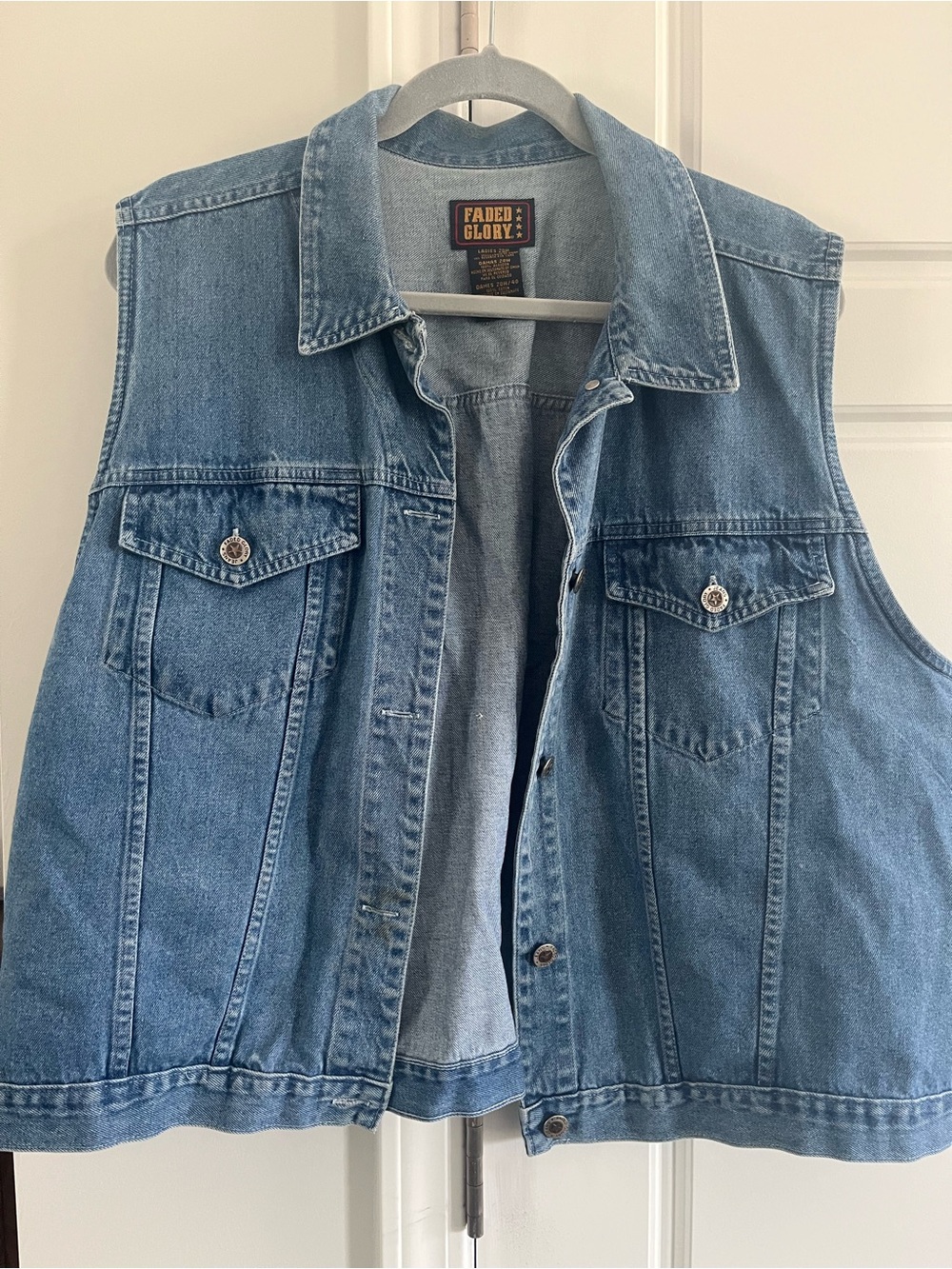 Faded Glory Blue Denim Vest with Chest Pockets